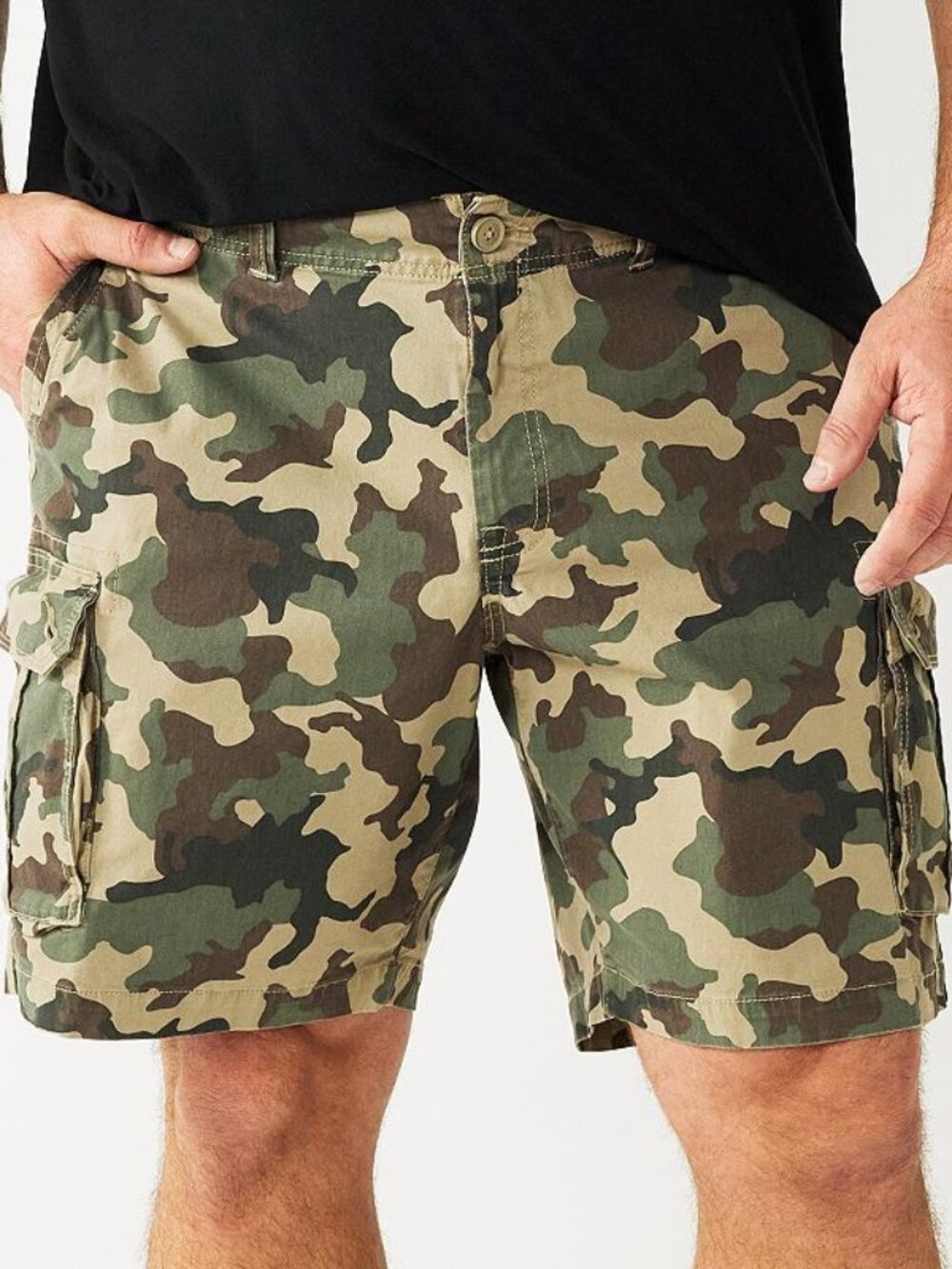Men's Sonoma Goods For Life Big & Tall 10" Cargo Shorts - Green Camo - 44 - NWT